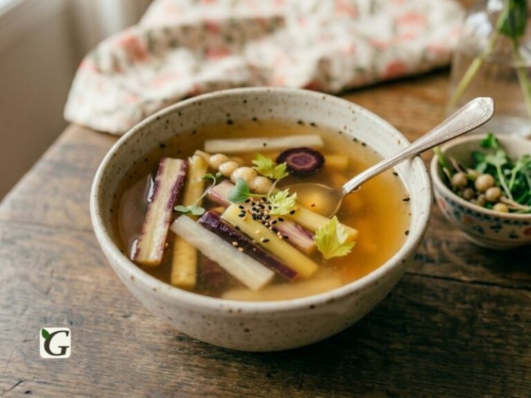 Bouillon Clarifié aux Légumes Anciens & Miso Blanc